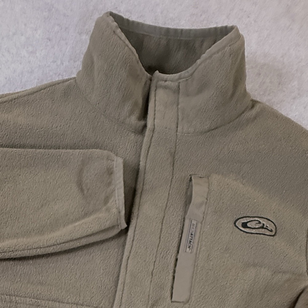 Drake Waterfowl Fleece Pullover Jacket Mens Small Green 1/4 Zip Hunting-See Desc